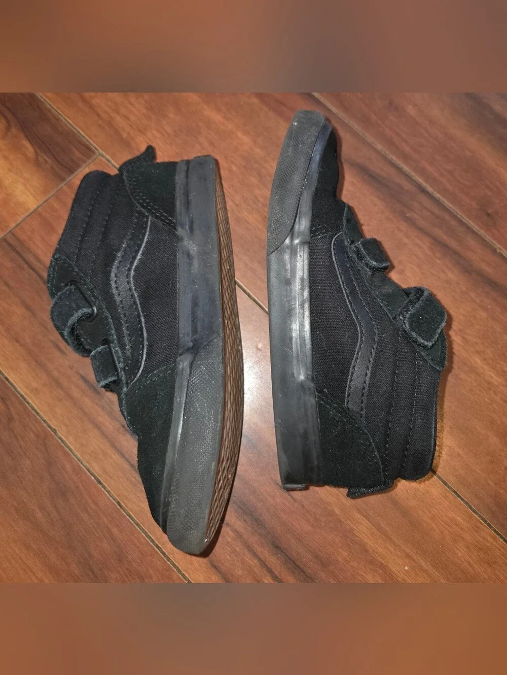 GUC Adorable Kid's Vans Black Double-Velcro Suede Sneakers Toddler Size 10